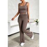 Sleeveless Square Neck Ruched Elastic Fit Sets - MVTFASHION.COM