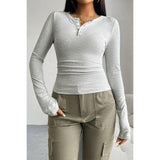 Slim Fit V Neck Half Button Long Sleeve Henley Top - MVTFASHION.COM