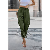 Soild Pockets Ruffle Slip Sport Pant - MVTFASHION.COM