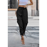 Soild Pockets Ruffle Slip Sport Pant - MVTFASHION.COM