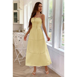 Solid Button Decor Pintuck Eyelet Shirred Dress - MVTFASHION.COM