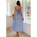 Solid Button Decor Pintuck Eyelet Shirred Dress - MVTFASHION.COM