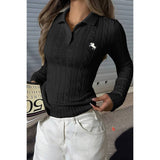 Solid Cable Knit Long Sleeve Fit Sweater - MVTFASHION.COM