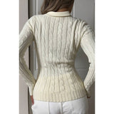 Solid Cable Knit Long Sleeve Fit Sweater - MVTFASHION.COM