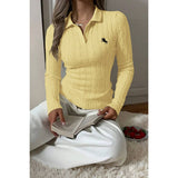 Solid Cable Knit Long Sleeve Fit Sweater - MVTFASHION.COM