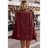 Solid Cloak Sleeve Double Breasted Cape Coat - MVTFASHION.COM