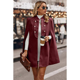 Solid Cloak Sleeve Double Breasted Cape Coat - MVTFASHION.COM