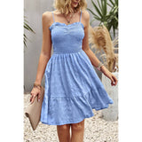 Solid Color Block Ruched Hem Ruffle Sleeveless Dress - MVTFASHION.COM