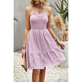 Solid Color Block Ruched Hem Ruffle Sleeveless Dress - MVTFASHION.COM