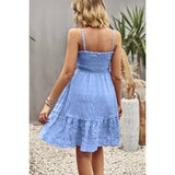 Solid Color Block Ruched Hem Ruffle Sleeveless Dress - MVTFASHION.COM