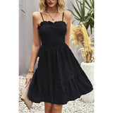 Solid Color Block Ruched Hem Ruffle Sleeveless Dress - MVTFASHION.COM