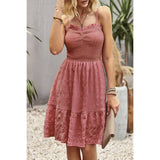 Solid Color Block Ruched Hem Ruffle Sleeveless Dress - MVTFASHION.COM