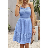 Solid Color Block Ruched Hem Ruffle Sleeveless Dress - MVTFASHION.COM