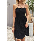 Solid Color Block Ruched Hem Ruffle Sleeveless Dress - MVTFASHION.COM