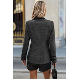 Solid Decorative Button Stand Collar Jacket - MVTFASHION.COM