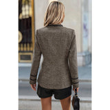 Solid Decorative Button Stand Collar Jacket - MVTFASHION.COM