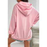 Solid Drawstring Pocket Drop Shoulder Loose Hoodie - MVTFASHION.COM