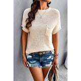 Solid Drop Shoulder Pocket Knit Fit Sweater - MVTFASHION.COM