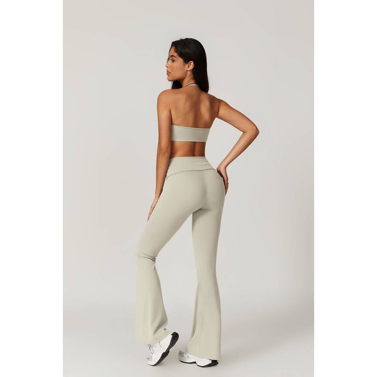 Solid Elastic Band Flared Fit Long Sport Pants - MVTFASHION.COM