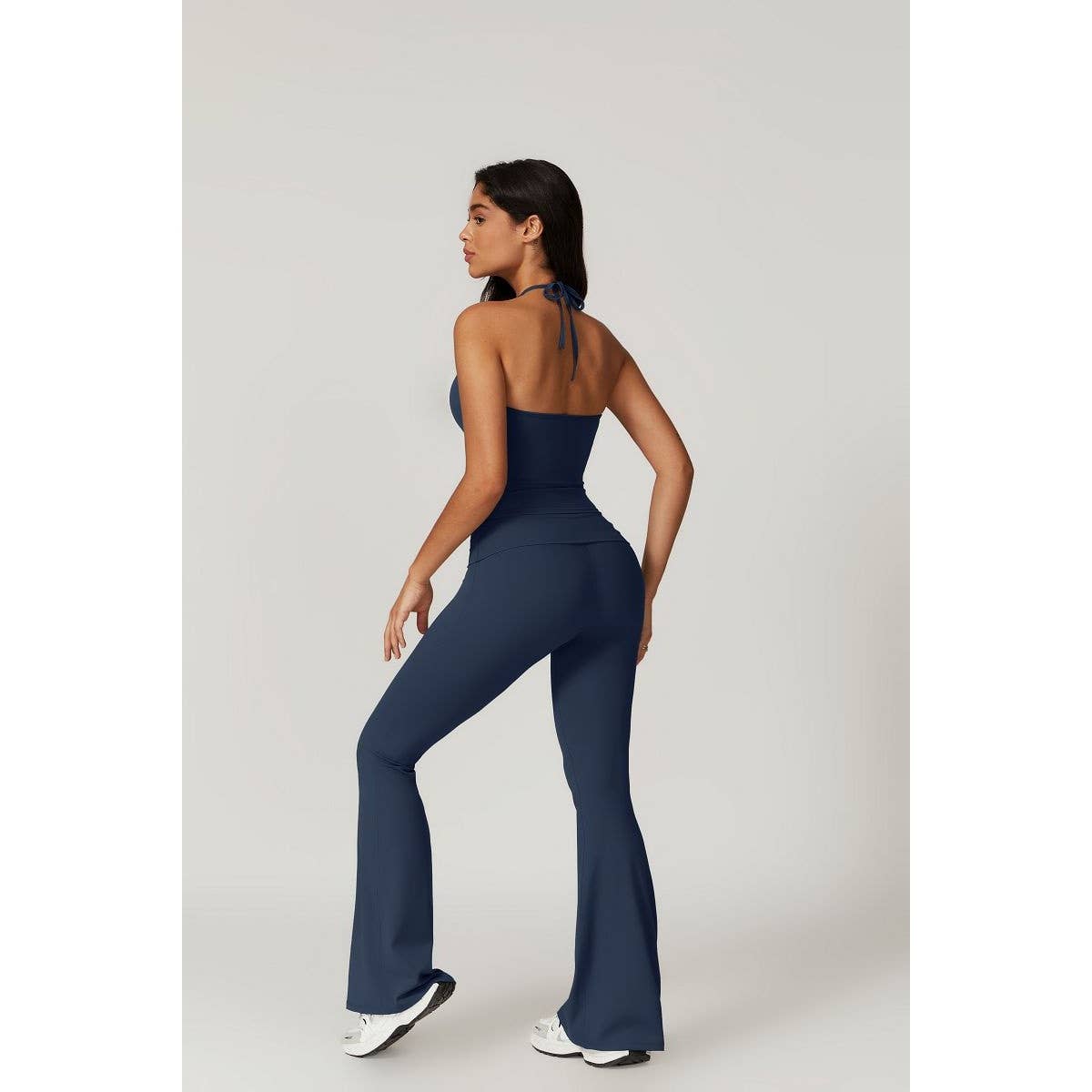 Solid Elastic Band Flared Fit Long Sport Pants - MVTFASHION.COM