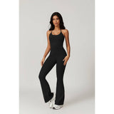 Solid Elastic Band Flared Fit Long Sport Pants - MVTFASHION.COM