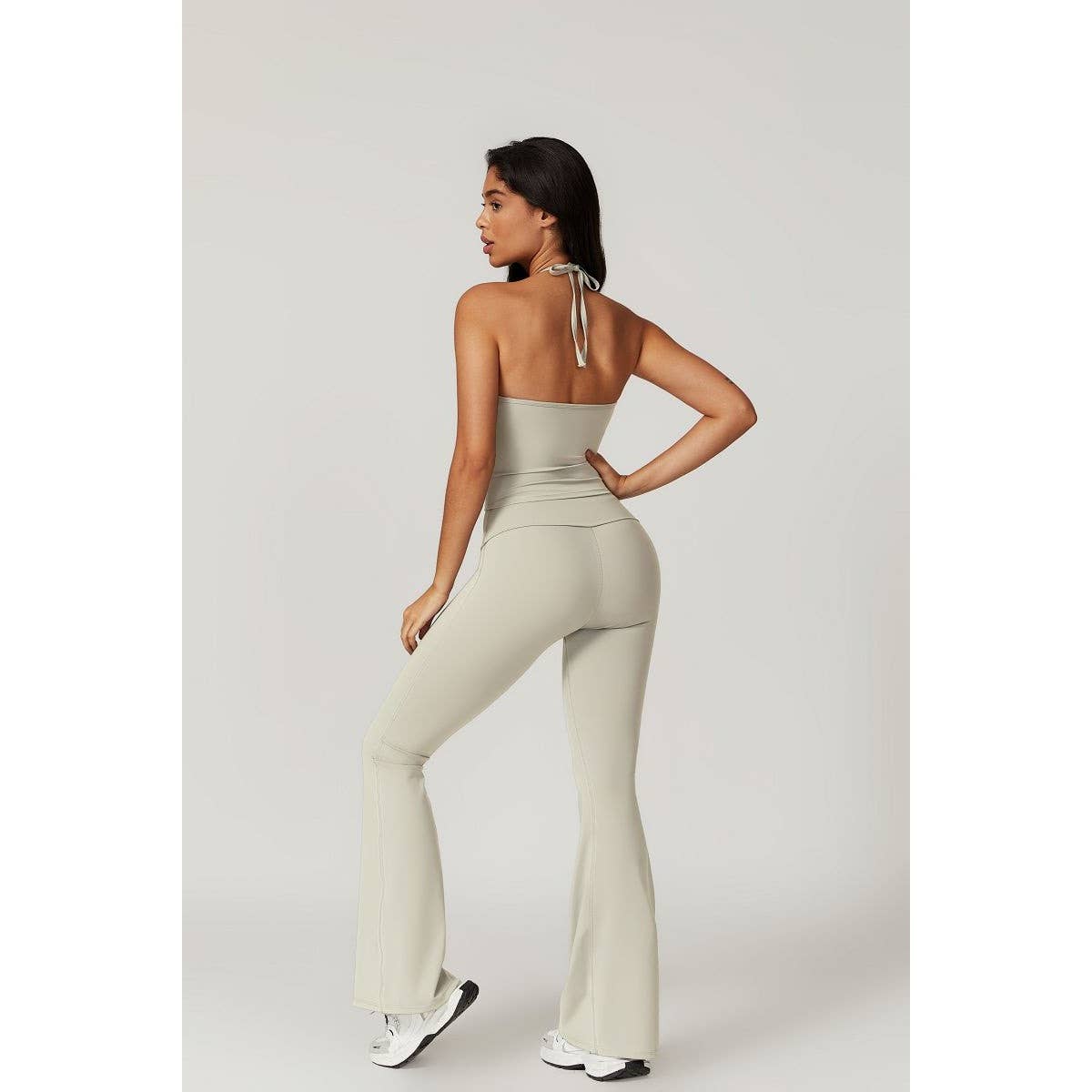 Solid Elastic Band Flared Fit Long Sport Pants - MVTFASHION.COM