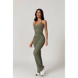 Solid Elastic Band Flared Fit Long Sport Pants - MVTFASHION.COM