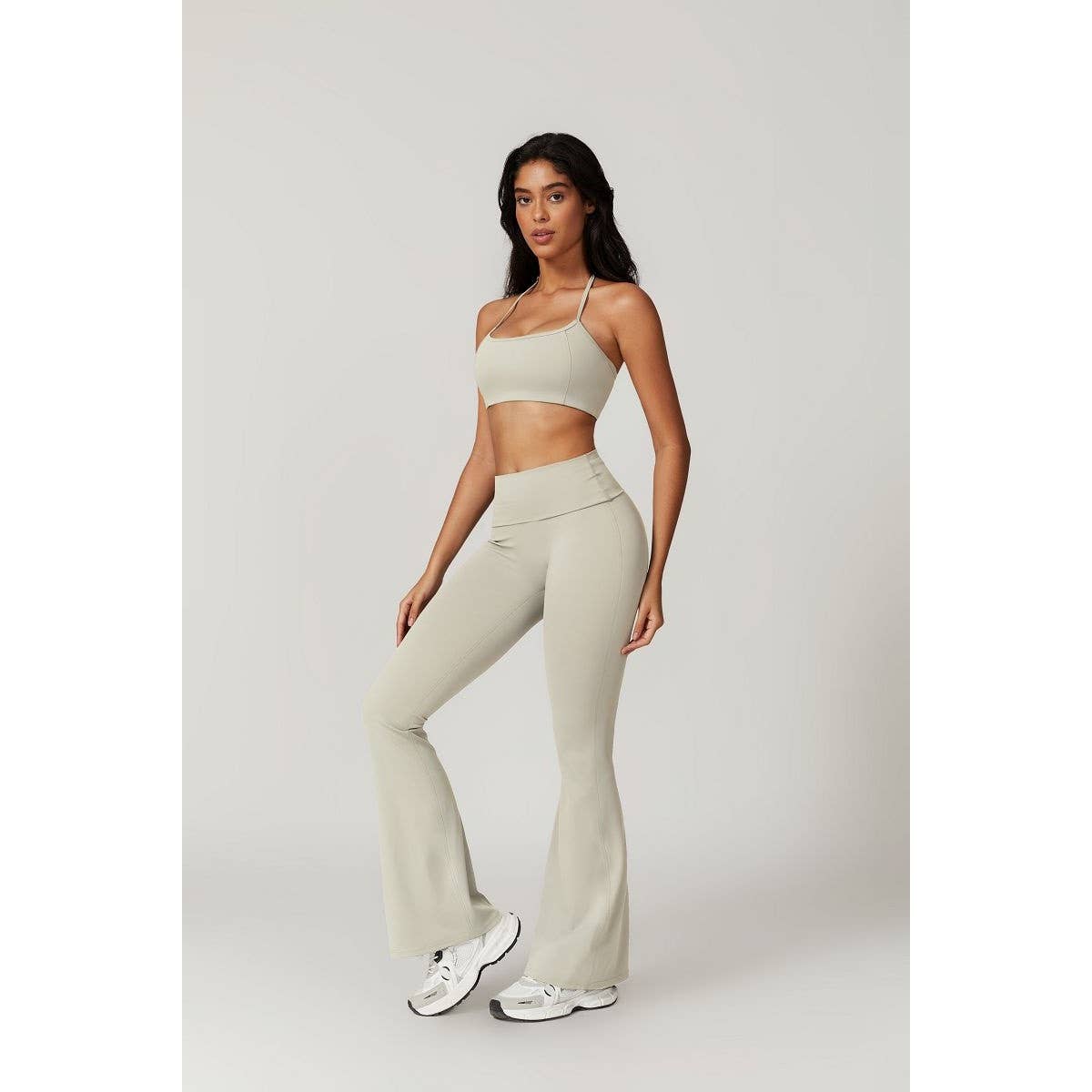 Solid Elastic Band Flared Fit Long Sport Pants - MVTFASHION.COM