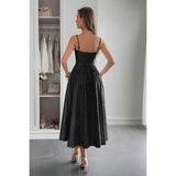 Solid Floral Jacquard Lace High Waist Dress - MVTFASHION.COM