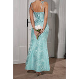 Solid Floral Jacquard Satin Prom Full Dress - MVTFASHION.COM