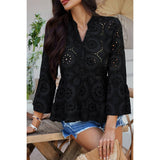 Solid Half Button Flounce Sleeve Peplum Blouse - MVTFASHION.COM