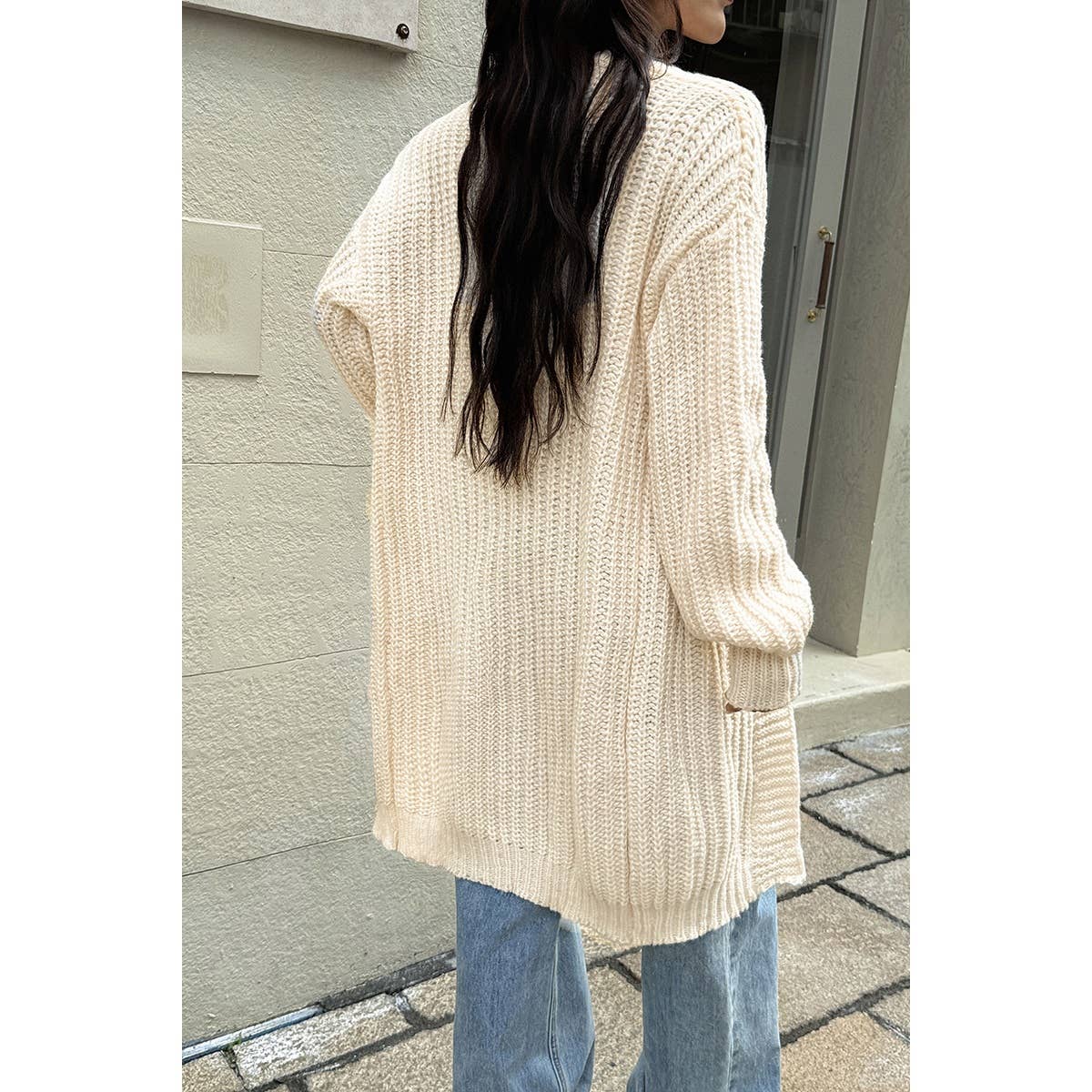 Solid Knitted Loose Long Body Cardigan - MVTFASHION.COM
