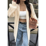 Solid Knitted Loose Long Body Cardigan - MVTFASHION.COM