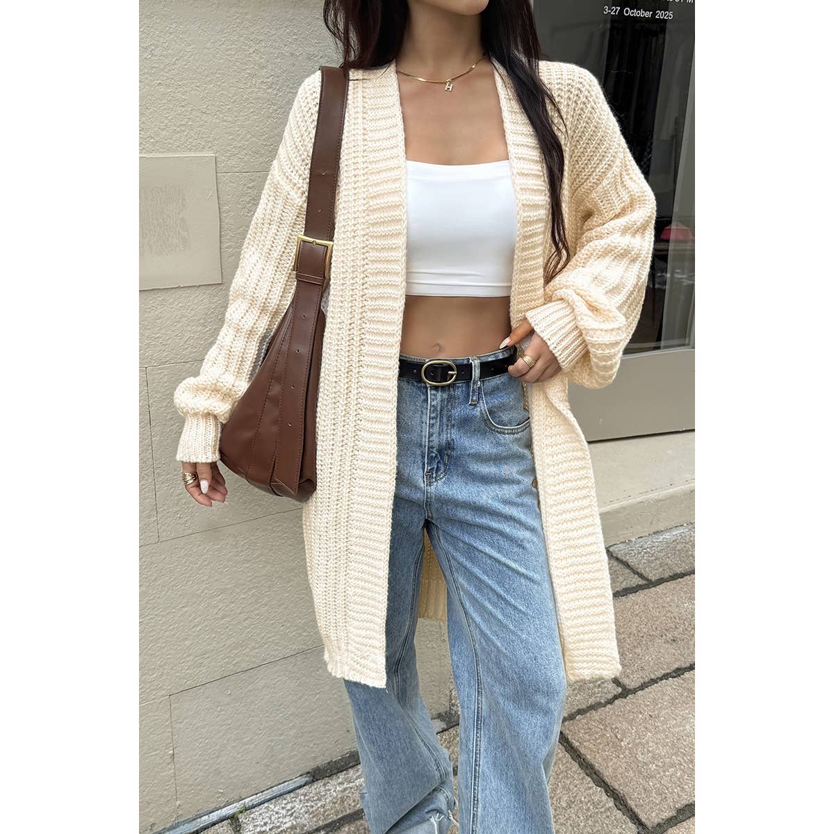 Solid Knitted Loose Long Body Cardigan - MVTFASHION.COM