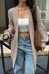 Solid Knitted Loose Long Body Cardigan - MVTFASHION.COM