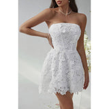 Solid Lace Up Lace Mini Fit Tube Dress - MVTFASHION.COM