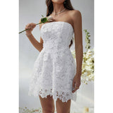 Solid Lace Up Lace Mini Fit Tube Dress - MVTFASHION.COM