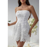 Solid Lace Up Lace Mini Fit Tube Dress - MVTFASHION.COM