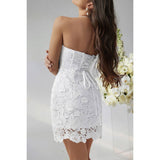 Solid Lace Up Lace Mini Fit Tube Dress - MVTFASHION.COM