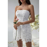 Solid Lace Up Lace Mini Fit Tube Dress - MVTFASHION.COM