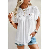 Solid Lined Dot Color Block Ruched Loose Fit Top - MVTFASHION.COM