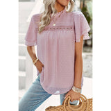 Solid Lined Dot Color Block Ruched Loose Fit Top - MVTFASHION.COM