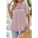 Solid Lined Dot Color Block Ruched Loose Fit Top - MVTFASHION.COM