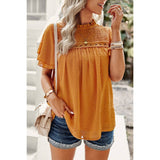 Solid Lined Dot Color Block Ruched Loose Fit Top - MVTFASHION.COM