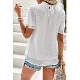 Solid Lined Dot Color Block Ruched Loose Fit Top - MVTFASHION.COM