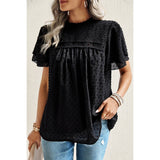 Solid Lined Dot Color Block Ruched Loose Fit Top - MVTFASHION.COM