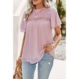 Solid Lined Dot Color Block Ruched Loose Fit Top - MVTFASHION.COM