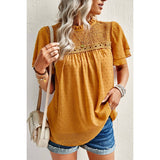 Solid Lined Dot Color Block Ruched Loose Fit Top - MVTFASHION.COM