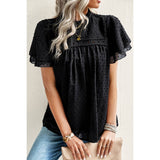 Solid Lined Dot Color Block Ruched Loose Fit Top - MVTFASHION.COM