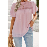 Solid Lined Dot Color Block Ruched Loose Fit Top - MVTFASHION.COM